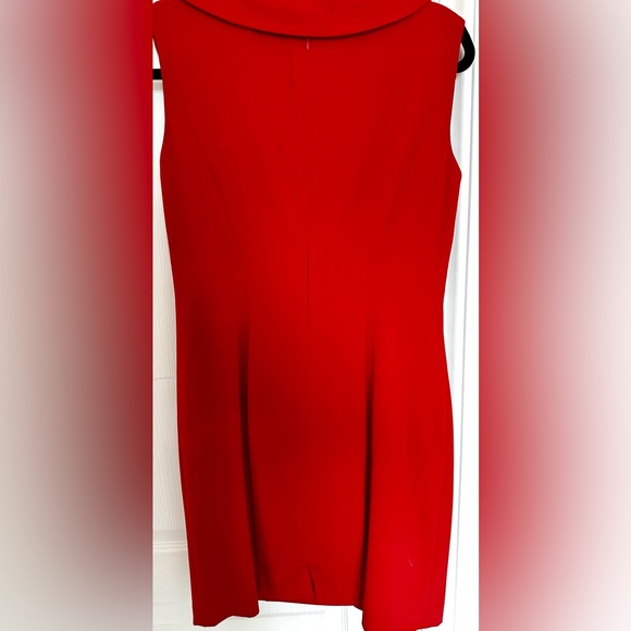 CALVIN KLIEN RED RUFFLE SLEEVELESS DRESS SIZE 4 - Picture 4 of 6